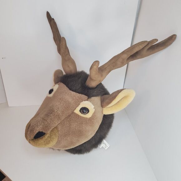 Large Elk Deer Head Faux Taxidermy Wall Animal Mount Plush 18"x 17"x 16" RARE! - Picture 3 of 5